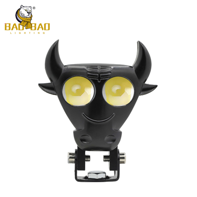 Black Bull Horn Cartone animato Bianco Giallo Motocamera Spotlight Lampada a LED Accessori