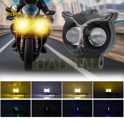 Forma di gufo Aluminio Bianco Giallo Doppio colore Motociclo Luci di nebbia a LED